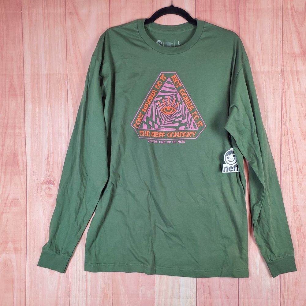 Neff Don't Wanna Do It Not Gonna Do It Shirt Mens Large Olive Green Cotton
